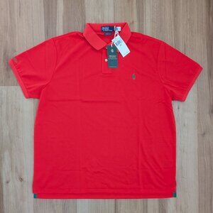 NWT Polo Ralph Lauren XXL The Earth Polo Custom Slim Fit Red with green logo